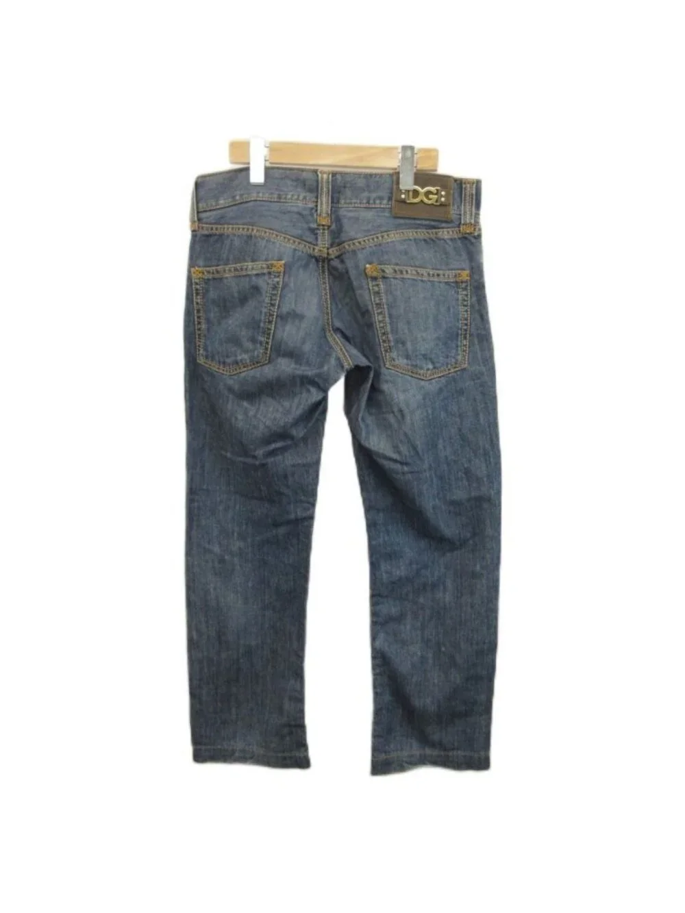 Dolce & Gabbana Denim Pants Jeans Straight Logo Patch 46 M Indigoblue